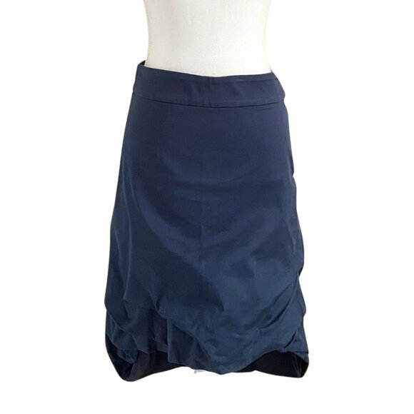 MELOW BY MELISSA BOLDUC NAVY HIGH RISE BUBBLE HIGH LOW MIDI SKIRT - 6 - Picture 2 of 9